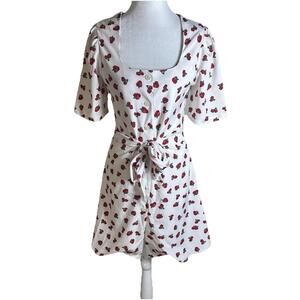 Quanta du soleil pinup Coquette fruit Cherry Strawberry Button Front Tie Sz 2